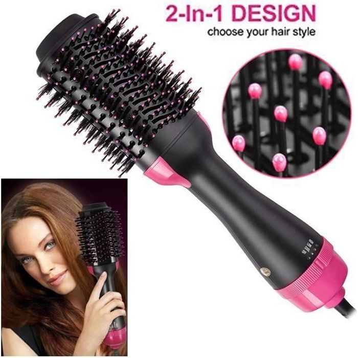 Brosse Cheveux Rotative, Ionique, Soufflante ,Salon Air Chaud Paddle Brosse , à cheveux Générateur d'ions négatifs à lisser bigoudi