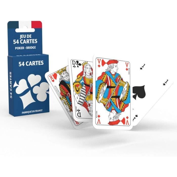 Jeu de 54 Cartes - Fabriqué en France - Jeu de Poker, Président, Palmito, 8 Américain,vendu à l'unité couleur aléatoire