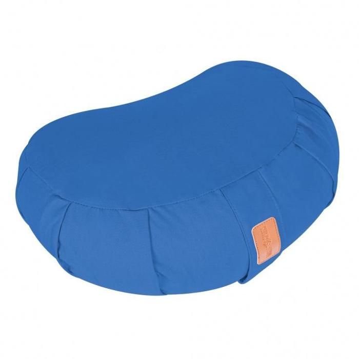 Coussin de méditation demi-lune bleu - Hauteur d'assise : 19 cm - Coussin de yoga avec rembourrage en balles d'épeautre