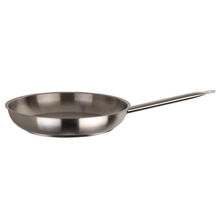 INOXIBAR Poêle Ligne Professionnelle en inox - Sans anti-adhérant - Ø 28 cm - Gris - Tous feux dont induction