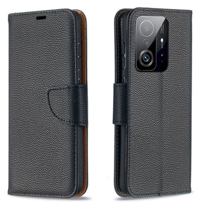 JUBA755.STORE - Etui pour XIAOMI MI 11T Housse Folio Porte-carte en cuir PU Noir