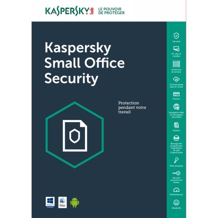 ANTIVIRUS Kaspersky Small Office Security 20 Postes + 2 Server + 20 Mobiles - 1 An - \