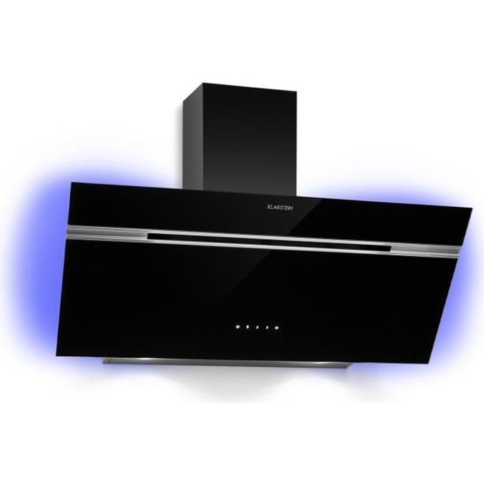 Klarstein Alina Hotte aspirante murale 90cm - Extraction 600m³-h - Eclairage LED - Classe A - Noire