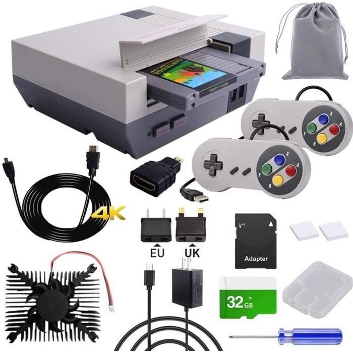 owootecc RETROFLAG NESPi 4 Case Raspberry Pi 4 Case, boîtier SSD, alimentation HDMI Splitter Switch & Ventilateur & Radiateurs & Con