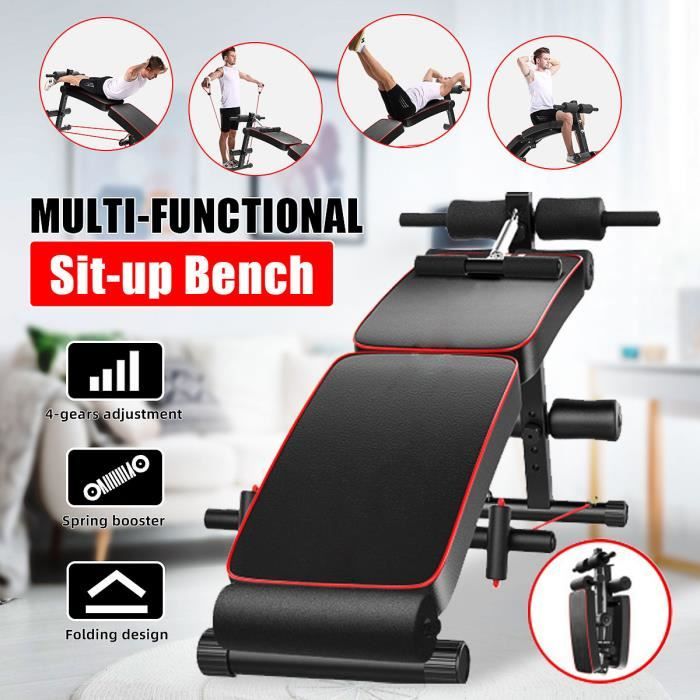 IVEENIR Banc de Musculation Abdominaux et Dorsaux Réglable Sit Up Banc Abdominal