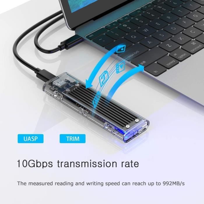 ORICO Boîtier Externe pour SSD de M.2 NVMe - Ultra Rapide USB 3.1 Type C