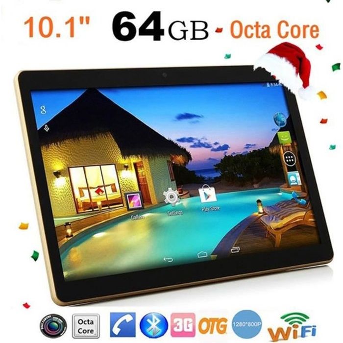 10,1 pouces Tablette PC - RAM 4G ROM 64G Android 6.0 noir EU plug