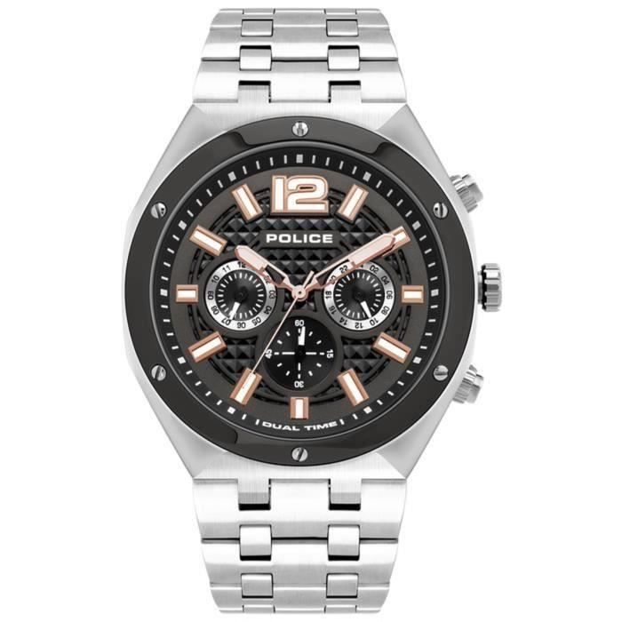 Montre homme POLICE WATCHES KEDIRI PL.15995JSTU61M. Fashion. Sport. 50. Noir. Argent. Rond. Quartz. Analogique. Acier inoxydable. A
