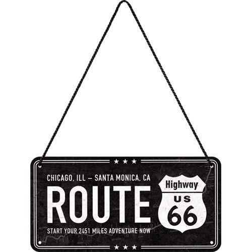 Plaque en métal 10 X 20 cm à suspendre : Route 66 2451 miles