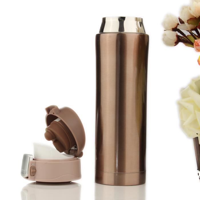 TEMPSA 500ml Thermos de the, Mug isotherme d'acier inoxydable, tasse cafe, bouteille d'eau 12 heures Or 500ML