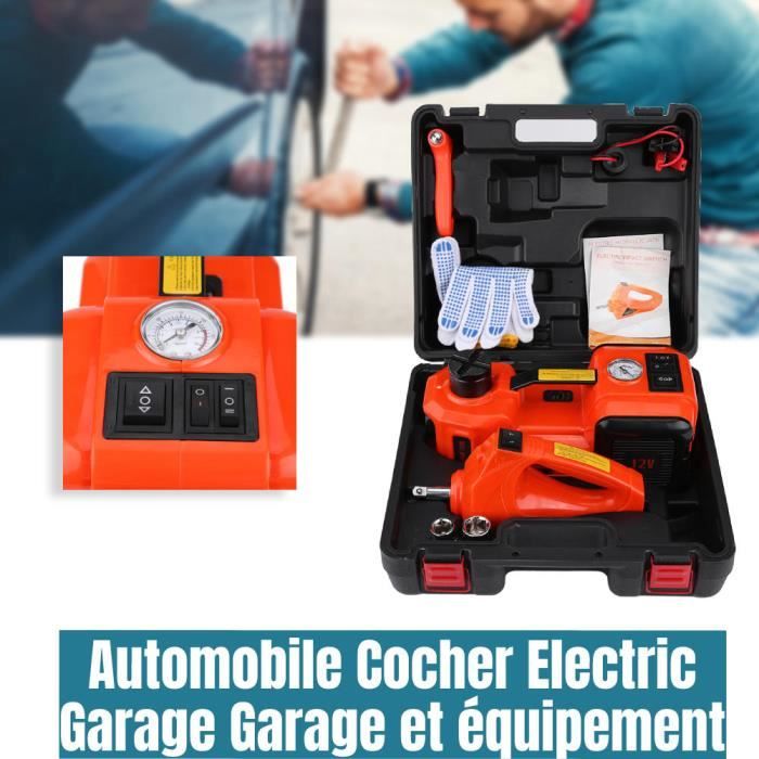 Levage électrique cric hydraulique 5T MAX 150W 12V d'ascenseur de plancher voiture +clé et pompe à air électrique - YUM9