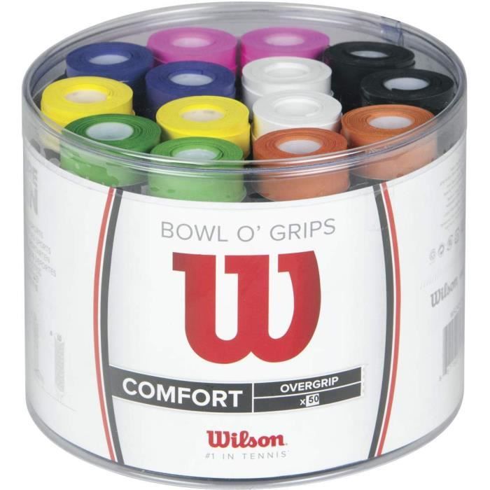 Wilson Lot de Surgrips, Bowl Overgrip, 50 pièces, Couleurs assorties, WRZ404300