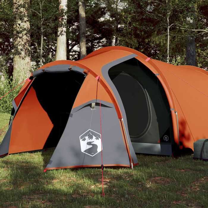 vidaXL Tente de Camping Tunnel 2 Personnes Tente dOmbrage avec Sac de Transport Auvent de Camping Abri de Jardin Orange 94388