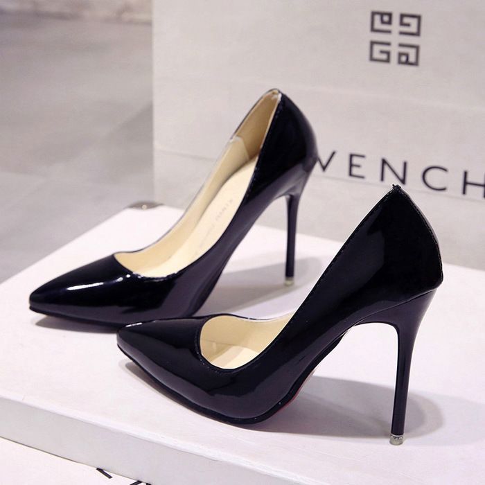 Escarpins pointus en cuir verni à talons hauts pour femmes,chaussures