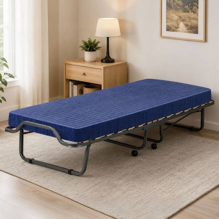 Lit pliant Dabambil - Dmora - En bois - Bleu 190x80h39 cm