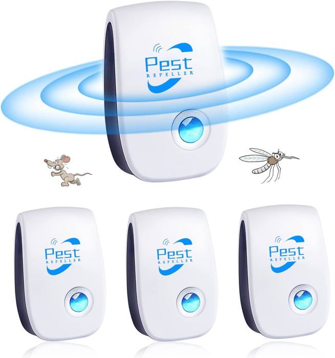 Répulsif Ultrason Anti-Rongeurs Insectes 4 PackUltrason Anti Moustique Ultrason Souris et RatsInsectes Répulsif