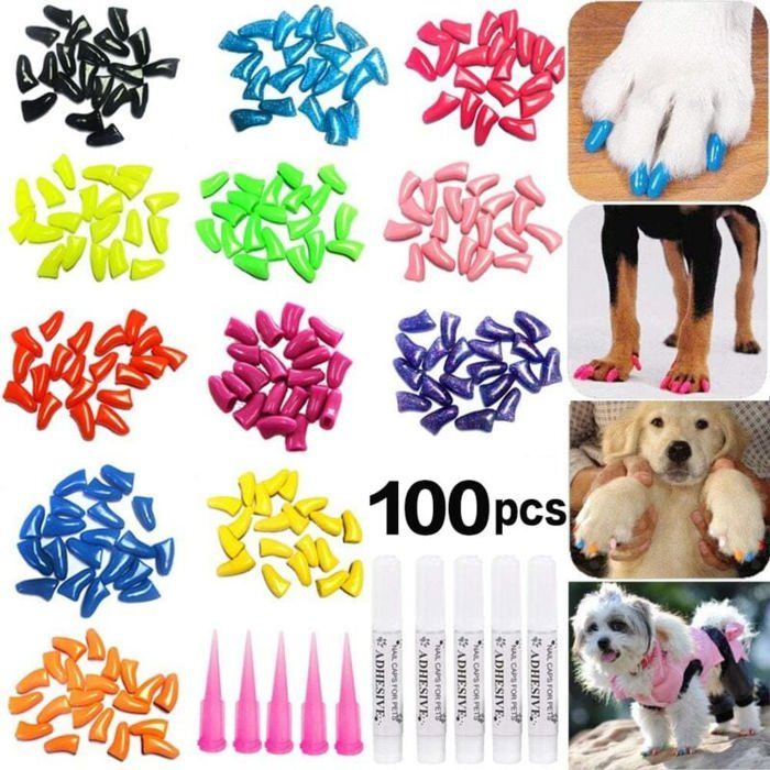 Meilleurs prix pour 100pcs Dog Nail Caps Soft Claw Covers Nail Caps pour Pet Dog Puppy Paws Home Kit 5 Sortes Alatoires XXL- PZCC
