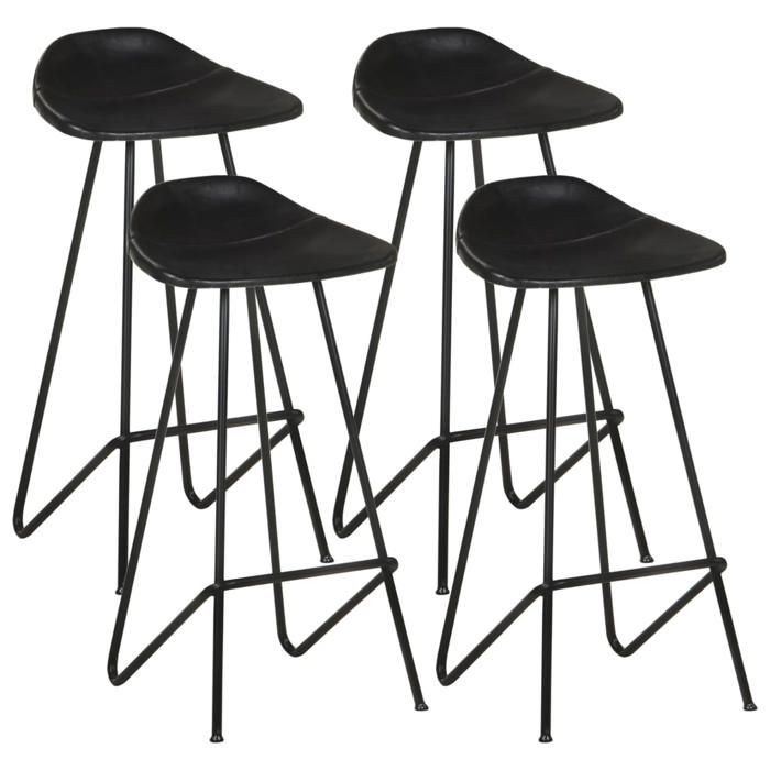 SALE 2025Tabourets de bar - lot de 4 - Tabourets de Cuisine - noir cuir véritable - 45x39x83 cm 15 7 Kg 2187