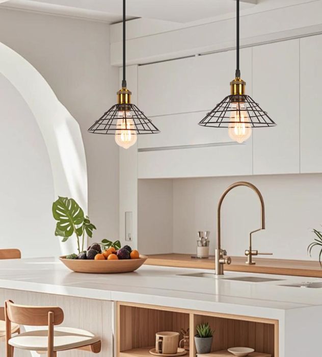 iDEGU 2x Lustre Industriel E27 Lampe Suspension Vintage Abat-jour en Métal Designe Chapeau Plafonnier Réglable pour Salon Chambre