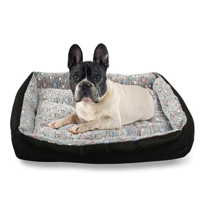 Meilleurs prix pour Lit pour Chien Panier Coussin Canapé S 75x55 cm Gris Motif PET ZEN Lavable