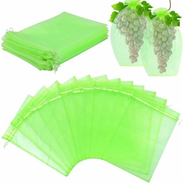 50 Pièces 20x30cm Sachet Protection Raisin, Sachet Protection Fruits Verts Avec Cordon Sac Transparent Organza 98849995