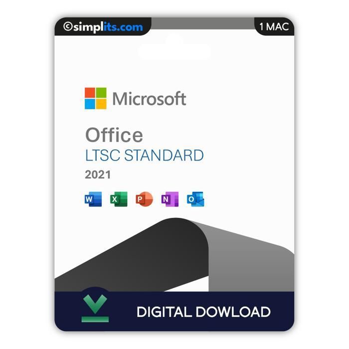Microsoft Office 2021 Standard (Mac) – Activation Perpétuelle – À télécharger – 1 Mac – Non compatible Windows