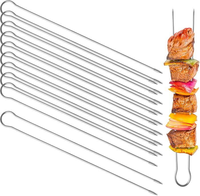 Brochettes vintage en laiton et en acier inoxydable, cochon et poisson, Shish Kebab, Set de 2 - France