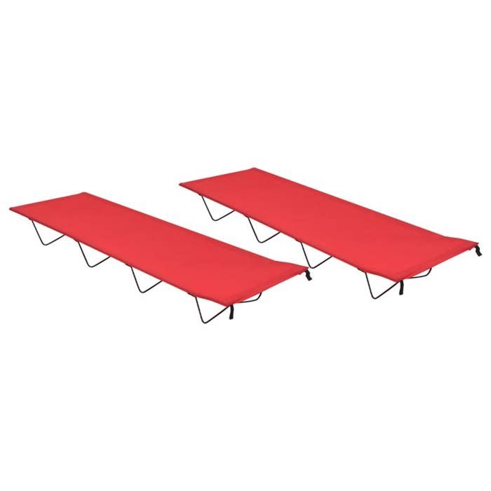 RemiseLot de 2 Chaise dExterieurs - JMS - Lits de camping 180 x 60 x 19 cm Tissu O x ford et acier Rouge MAIOSN2025 9945698