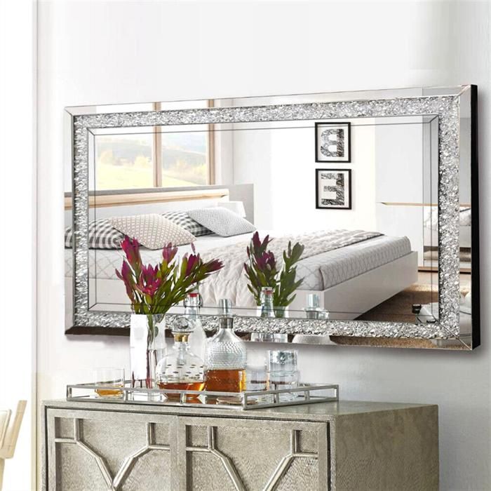 Grand Miroir Mural Salon Décoratif - Diamand Miroir Murale Design Rectangulaire - 120x60cm