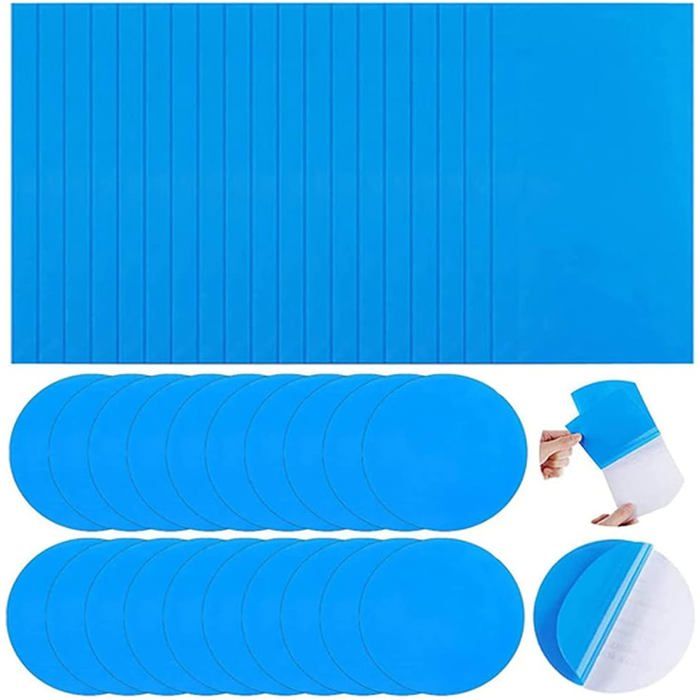 KHIRY Kit 60 Patchs Réparation Piscine – Autocollants PVC 7x7 Cm – Réparation Gonflables, Bateaux, Matelas, Ballons