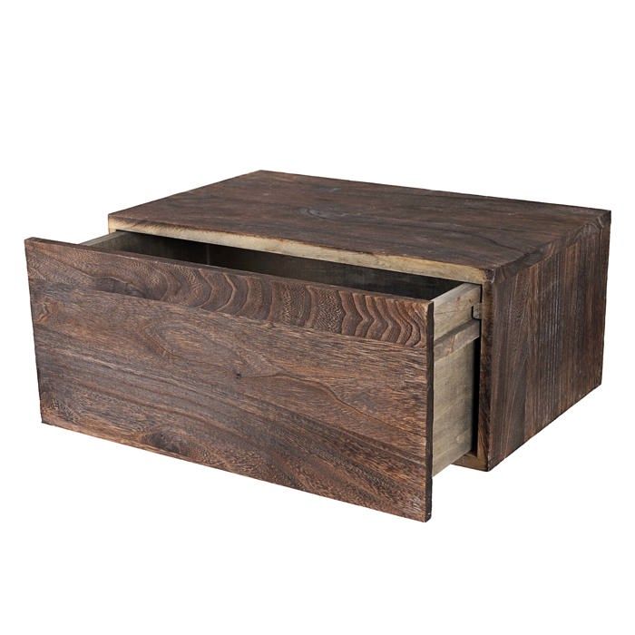 MCW Étagère murale Dinant avec tiroir 21x46x30cm style shabby vintage ~ brun foncé