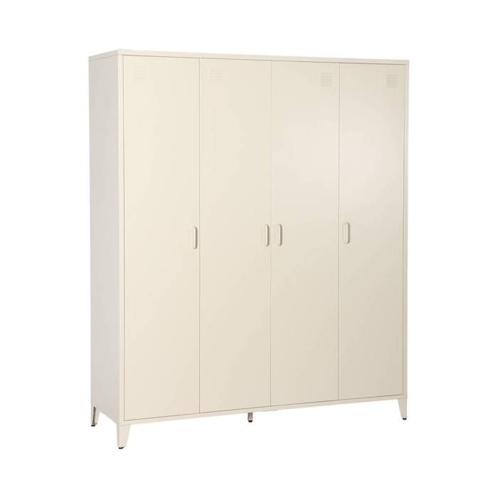 Armoire chambre dressing industriel métal beige 4 portes. 10 étagères. 1 penderie Armoire chambre dressing industriel métal beige 4 portes. 10 étagères. 1 penderie