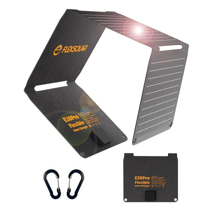 FlexSolar Panel Solar Plegable De 30W Con QC3.0 Y USB-C – Portátil, IP67, Carga Rápida Para Móviles, Power Banks Y Senderismo