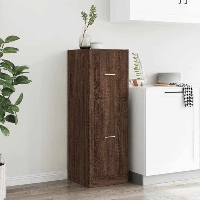 SALE dhiver Armoire de bureau - BURKE - Armoire dapothicaire - chêne marron 40x41x118 cm - Bois dingénierie AA1023