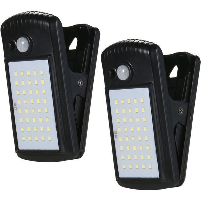 Lampe solaire à pince - JIANGZHA - 40 LEDs - IP65 Imperméable - Détecteur de mouvement - Jardin