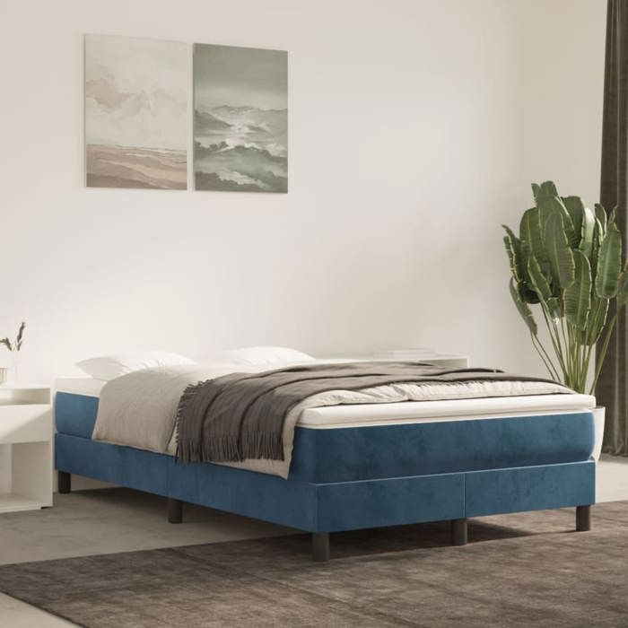 Matelas à ressorts ensachés - vidaXL - 120x200x20 cm - Bleu foncé - Velours doux - Ressorts ensachés