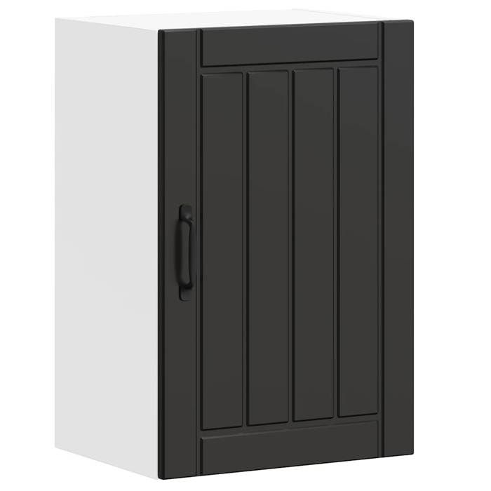 Promotion Noël）Armoire murale de cuisine - avec portes - Capacité max : 60 kg - Lucca noir bois dingénierie 02_381044