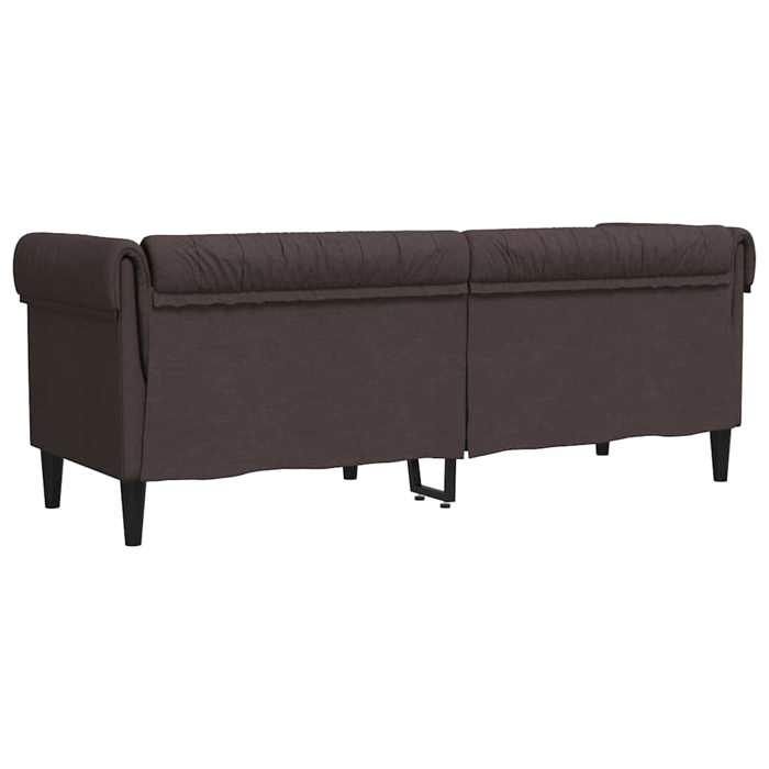 BURKE@ Sofa salon Chesterfield Trois places - Canapé TRIPLE - Cadre solide - marron foncé tissu 201.5x74.5x74.5 cm SS255