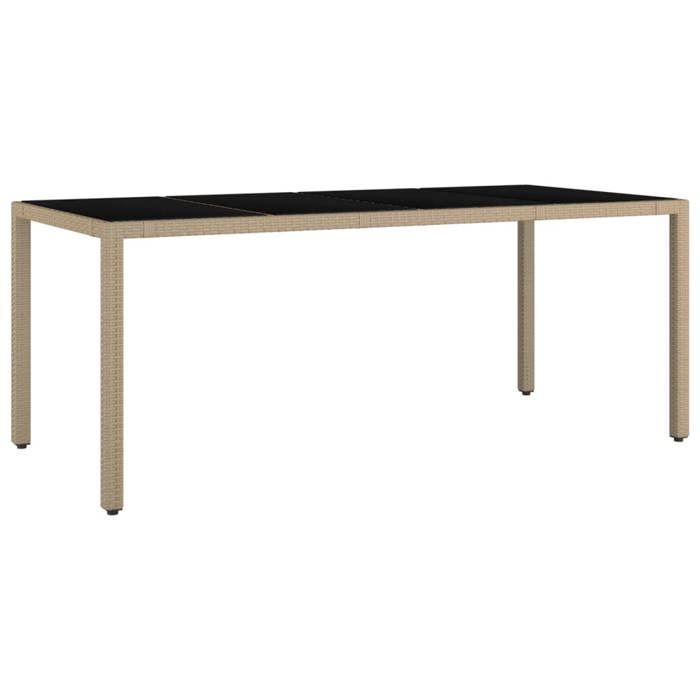 STAR SALE® Table de jardin( 1 pc ) - Table cuisine - plateau en verre Résine tressée verre trempé 190x90x75 cm T38