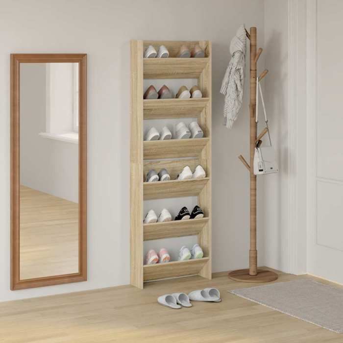 Holiday Solde@ Armoires à chaussures murales 2 pcs - SHELD - Placard mural/Étagère Flottante - Chêne 60x18x90cm Aggloméré HT7417669