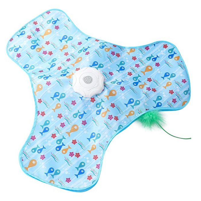 Jouet Chat 65 cm de diamètre Rotation automatique Trois vitesses réglables Interactif et divertissant animal de compagnie plume