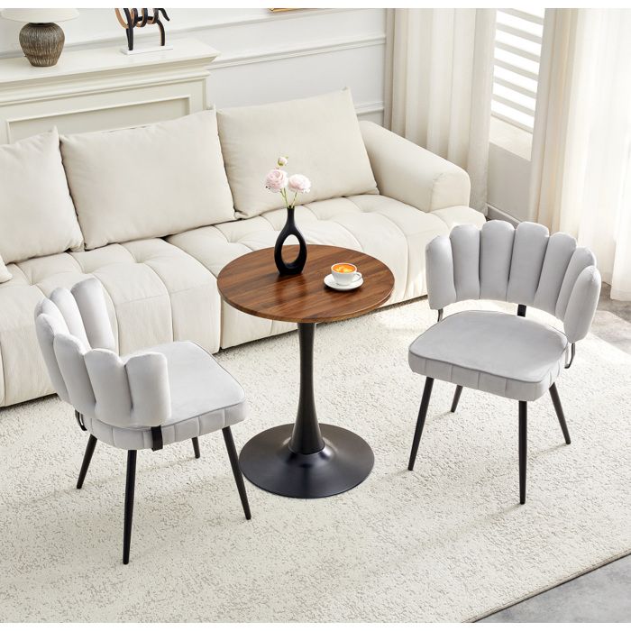 Table à manger avec chaises2 personnes avec 2 chaises table ronde 60 cm MDF noyer/noir gris clair