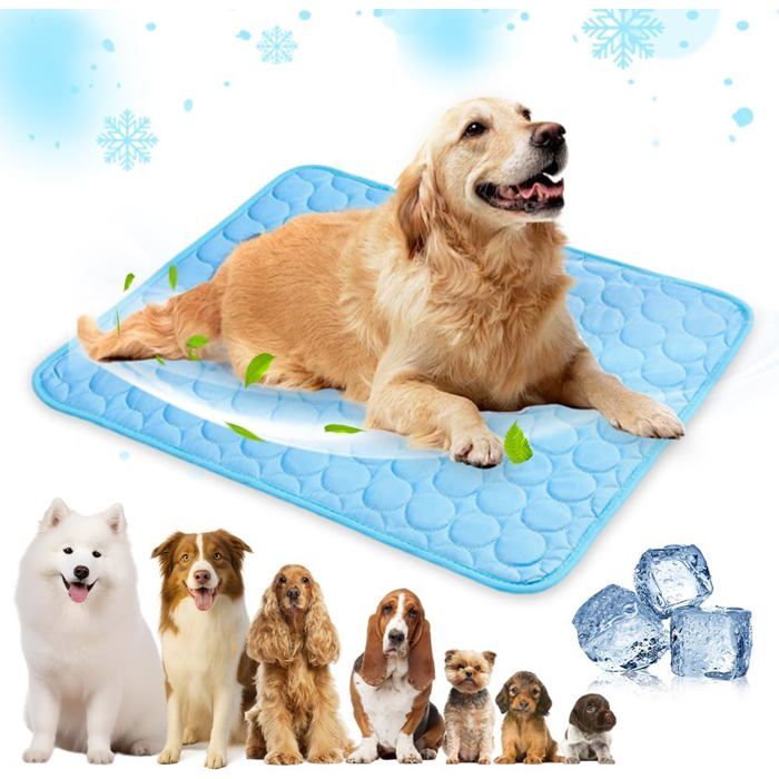 Tapis rafraîchissant pour chien XL - Tapis rafraîchissant pour chiens et chats - Lavable et idéal pour lété - Bleu