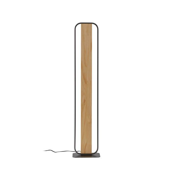 Lampadaire salon ampoules LED - Lindby - lampe sur pied - Aluminium Bois - 25 x 18 x 122 cm - gris bois