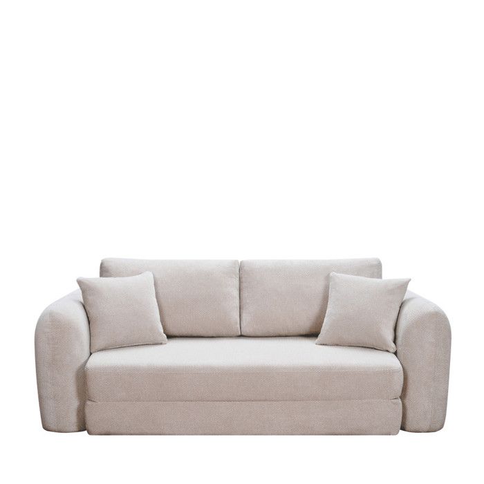 Lou - Canapé convertible compressé 3 places en tissu - Beige Lou - Canapé convertible compressé 3 places en tissu - Beige