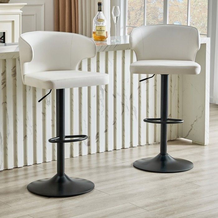 CollaHausse Lot 2 tabourets cuisine dossier réglable pivotant 360 socle grand repose-pied