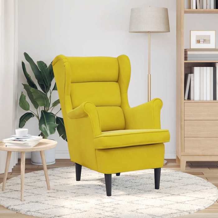Confortable Fauteuil jaune moutarde velours avec manuel de montage（59325145）VIDAXL