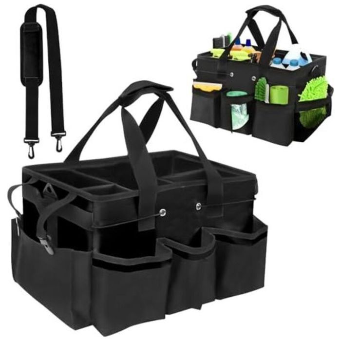 Panier de rangement pour produits de nettoyage avec poignée sac de rangement avec bandoulière réglable sac de rangement pour pr
