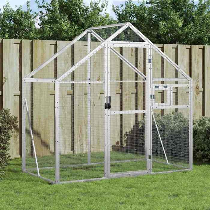 Volière argenté 179x100x185 cm aluminium - Cadre durable - design élégant(2601)