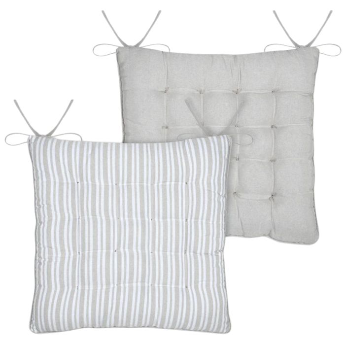 Coussin de chaise à rayures grises Joséphine 38x38 cm